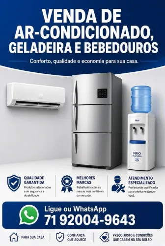 Geladeira, ar condicionado e bebedouros