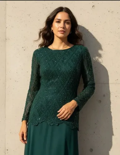 Vestido Verde Petróleo Bordado 