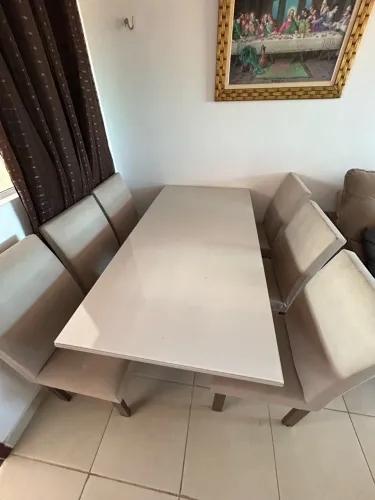 Mesa de jantar de 6 cadeiras de vidro temperado