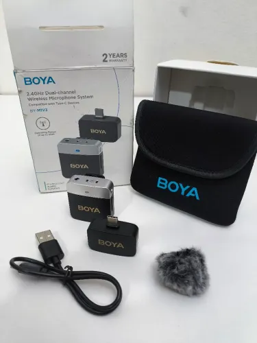 Microfone Lapela Sem Fio Boya BY-M1V3 Duplo Tipo-C