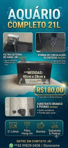Aquário 21 Litros completo