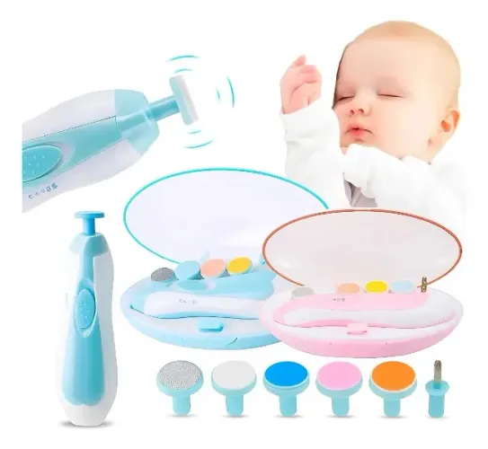 Aparador Cortador De Unha Bebê Elétrico Rosa Azul + Estojo