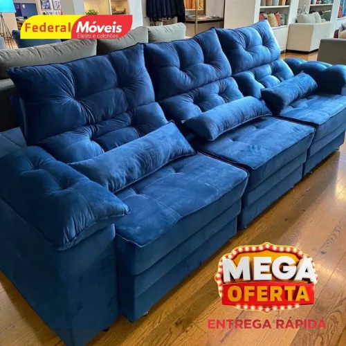Sofá Retrátil 2,90m Encosto Reclinável Mega Oferta - Solicite Catálogo 