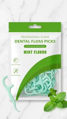 Kit fio dental com haste (Dental Floss Picks) Sabor menta