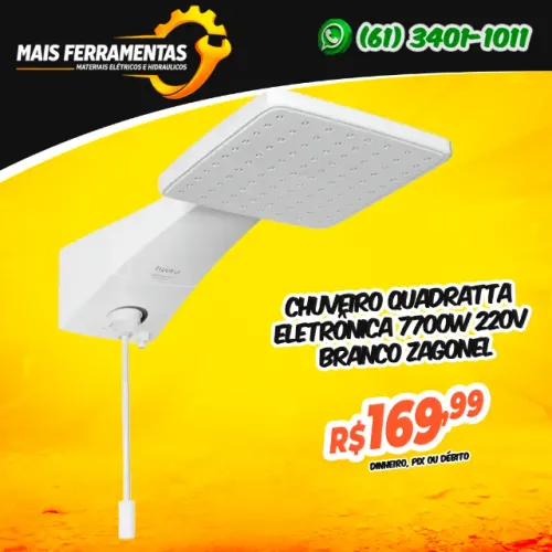 Chuveiro Quadratta Eletrônica 7700w 220v Branco Zagonel