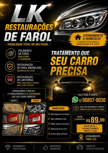 Restauração de farol a domicílio SJC