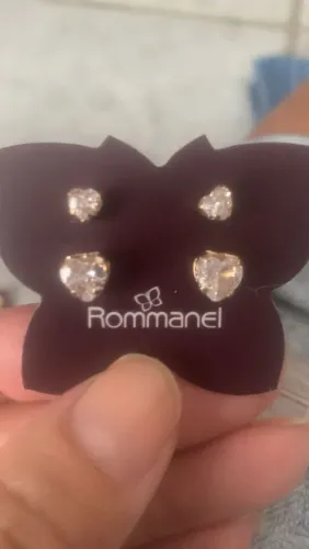 Par de brincos 1 e 2 furo banhado a ouro 18k Rommanel