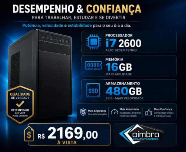 Computador Para Escritório Comércio Sistema Eficiencia e Desempenho - i7 2600, 16GB , 480G