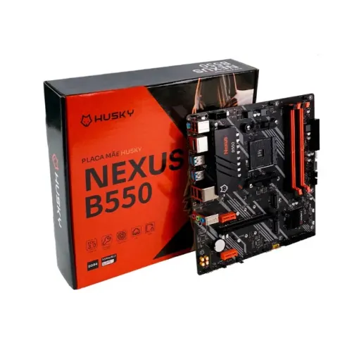 Placa-Mãe Husky Nexus B550, 2 Slots M.2 NVMe, DDR4, Nova, Lacrada