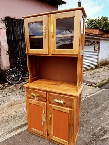 Armário de cozinha - de madeira maciça