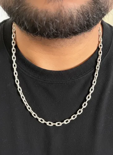 Cordão Cartier Cadeado Prata 925 Maciça Fecho Canhão 60cm 5mm Prateado