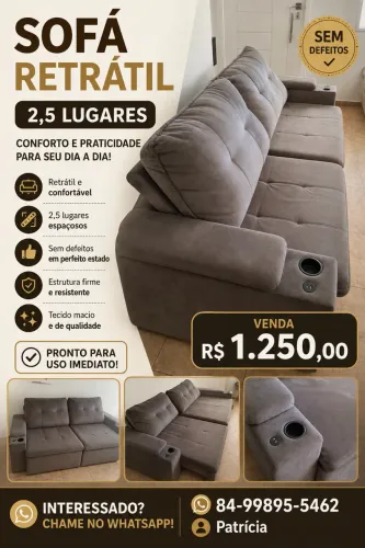 BAIXOU PARA VENDA HOJE ! 800,00, PASSO NO CARTAO! 3X SOFA COM 2,5MTS -VIRA UMA CAMA KING