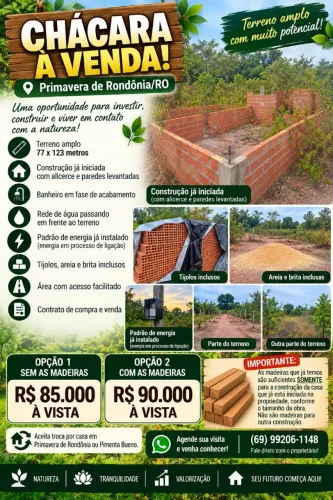 ? CHÁCARA À VENDA OU TROCA - PRIMAVERA DE RONDÔNIA/RO!