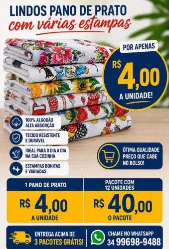 Panos de prato lindas estampas a pronta entrega 