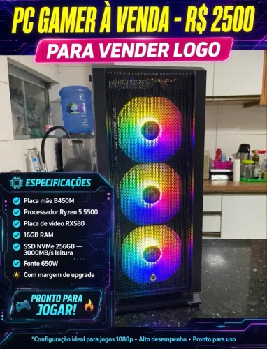 PARA VENDER HOJE! Pc gamer ryzen