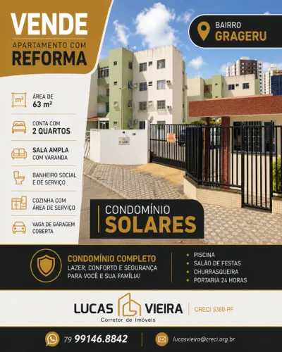 Apartamento Reformado à Venda no Condomínio Solares no Bairro Grageru
