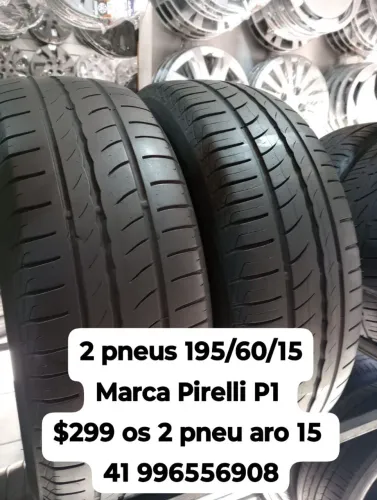 Pneus 195/60/15 marca Pirelli P1 $299 os 2 pneu aro 15 usados roda muito ainda 