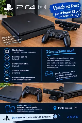 PlayStation 4 1TB (seminovo-impecável)