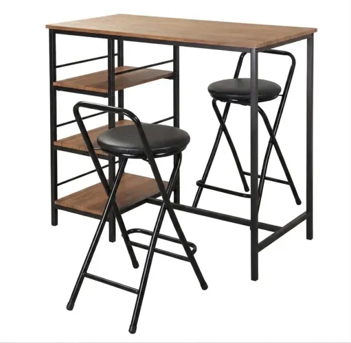 Conjunto Mesa Bistrô Estilo Industrial com 2 Banquetas (Ou apenas o Balcão)