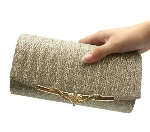 Bolsa Clutch Festa Dourada Nova
