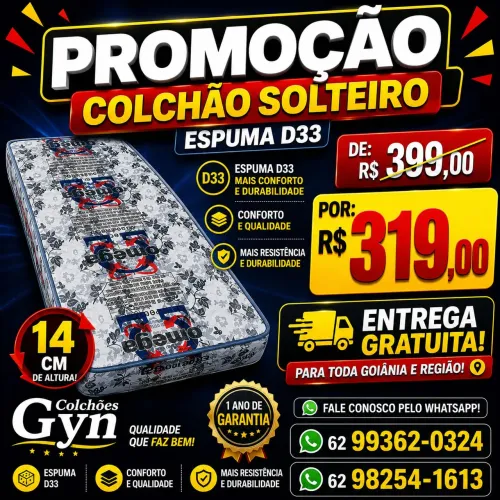 COLCHÃO D33 SOLTEIRO ENTREGAMOS NO DIA