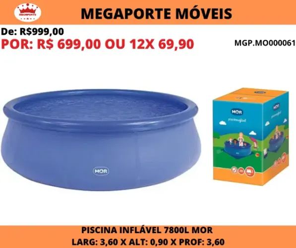 Piscina Inflável 7800 Litros Mor