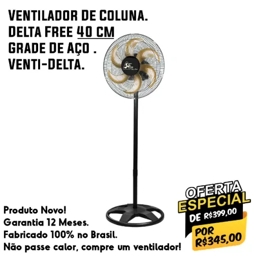 Ventilador De Coluna Delta Free 40cm - Grade De Aço Venti-Delta.