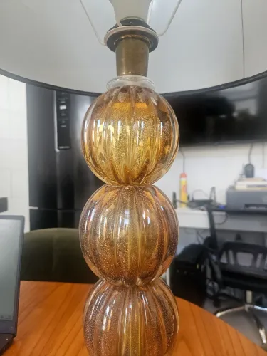 Abajur Para Quarto Sala Cristal Murano Riva Art Decor Estrutura Ambar