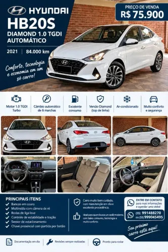 Hyundai HB20S Diamond Plus 1.0 TB Flex 12V AUT 2021