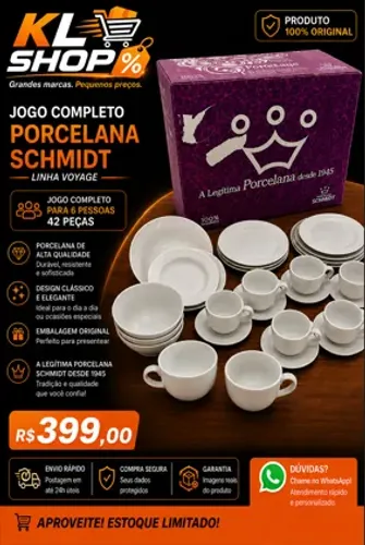 JOGO DE JANTAR 42PC PORCELANA SCHMIDT Produto Novo NA CAIXA