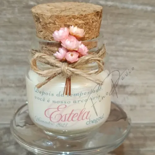 Vela aromática pote vidro 30 gramas lembrancinha nascimento aniversário. Aromas e Carinho