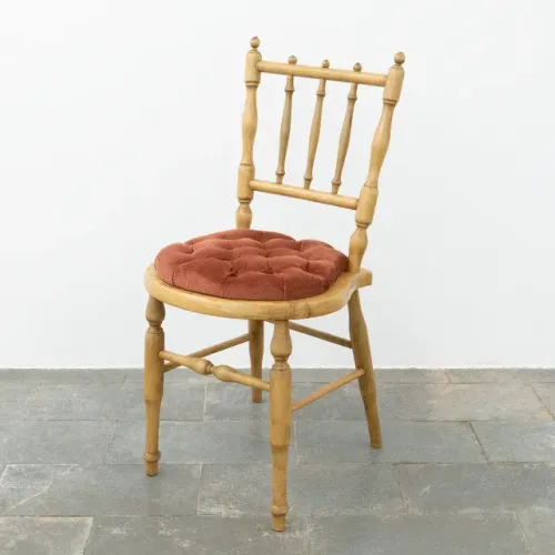 Cadeira Antiga Madeira Cerejeira Entalhada Assento Estofado