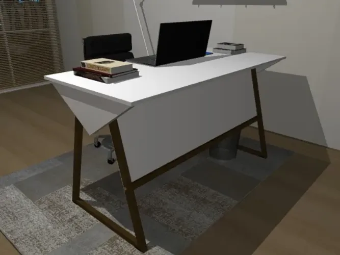 Mesa Office Clean Santoro. Em Madeira Maciça L100CM X P50cm x A74cm.
