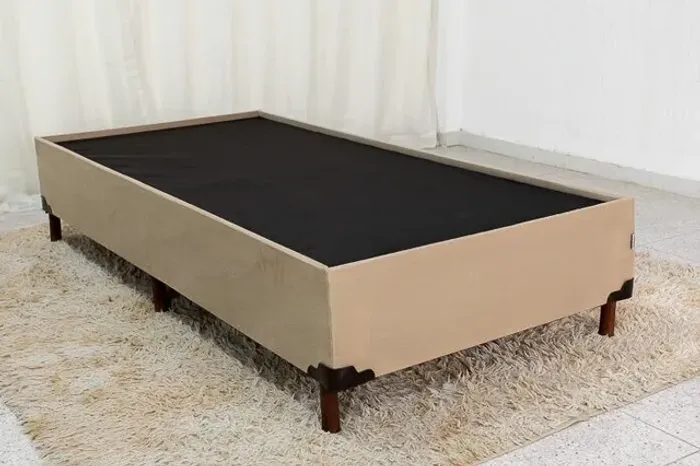 Promoção Base Box Solteiro Zeus Suede Capuccino Até 12x - Frete Grátis