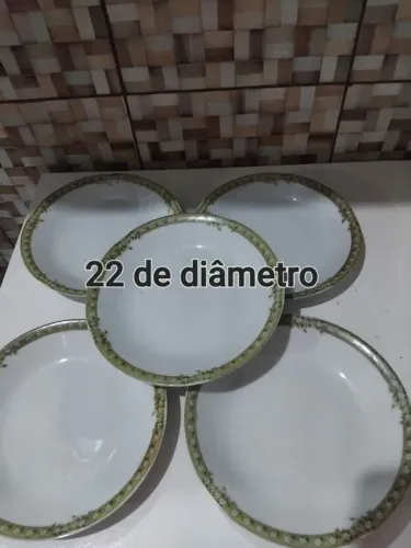Conjunto 5 Pratos Fundos de Porcelana Rener
