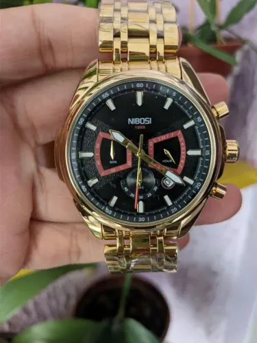 Relógio Nibosi Masculino Aço Inox Original Novo Luxo Quartz