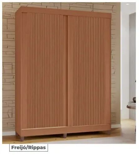 Guarda roupa solteiro união 100% MDF com 2 portas de correr freijó rippas - Em Oferta