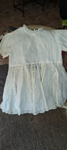 2 Antigos Vestidos branco de renda infantil 