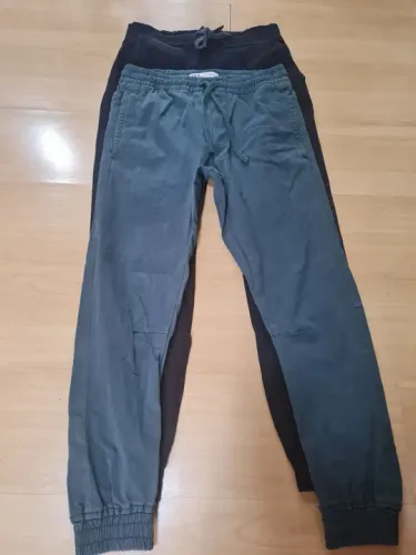 Calça masculina tecido preta e verde zara