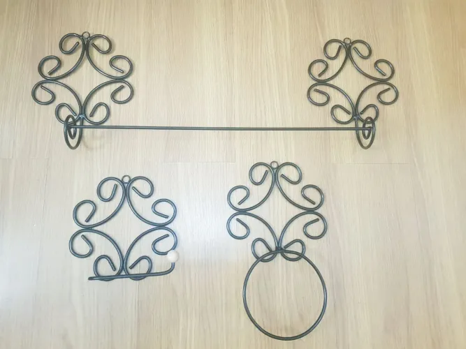 Kit 3 Peças de Decoração em Ferro para Banheiro