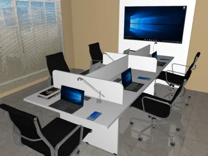 Estação Top White Office Com Painel. Alto Padrão. 20Tomadas: L270cm x P125cm