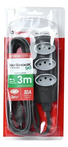Extensao Tomadas Noshock 90 Pp 3X0,75 2P+T 10A Grafite 3 Metros Novo Loja Coimbra Computad
