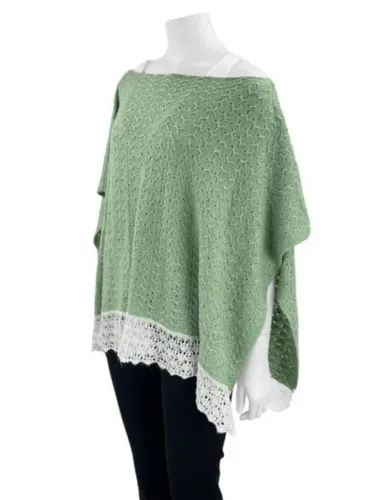 Poncho de Tricô Verde Claro