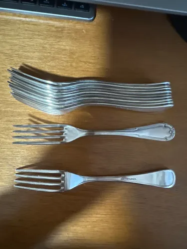 Antiguidade Prata Fracalanza - conjunto com 12 garfos de sobremesa, perfeito estado