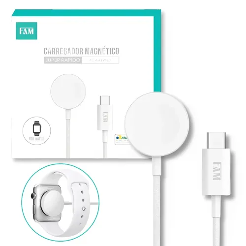 Carregador Magnético Indução para Relógio Smartwatch 15W Super Rápido - FAM
