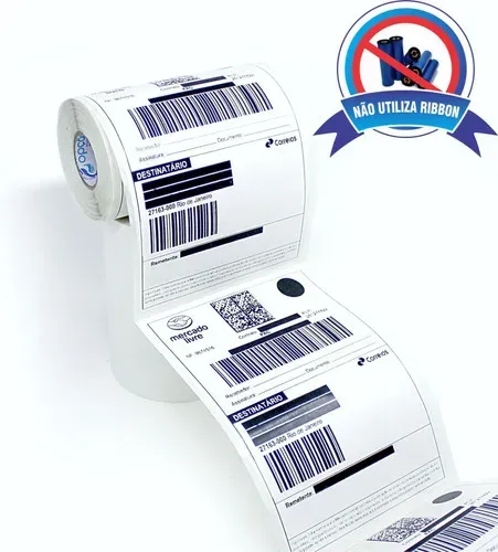 Rolo Etiqueta Adesiva Térmica 100x150 Serrilhada fácil destaque