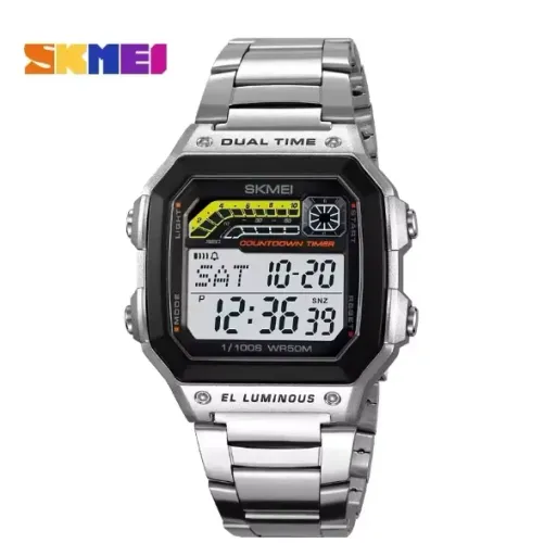Relógio digital Skmei masculino prata