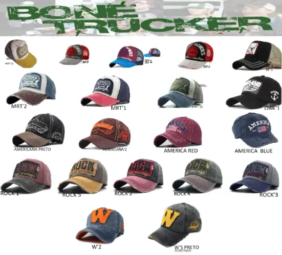 Kit 2 Bonés Importados Trucker Caminhoneiro Baseball Telinha Tamanho Único Modelos