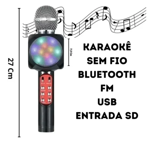Microfone karaoke bluetooth muda voz 