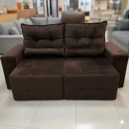 Sofá Retrátil e Reclinável Lisboana Marrom (PARCELE EM ATÉ 10X SEM JUROS)